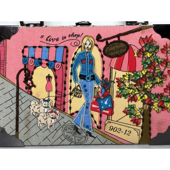 Choice Made Art Cigar Box Handbag Purse Woman Walking Dog I Love To Shop - Picture 3 of 16